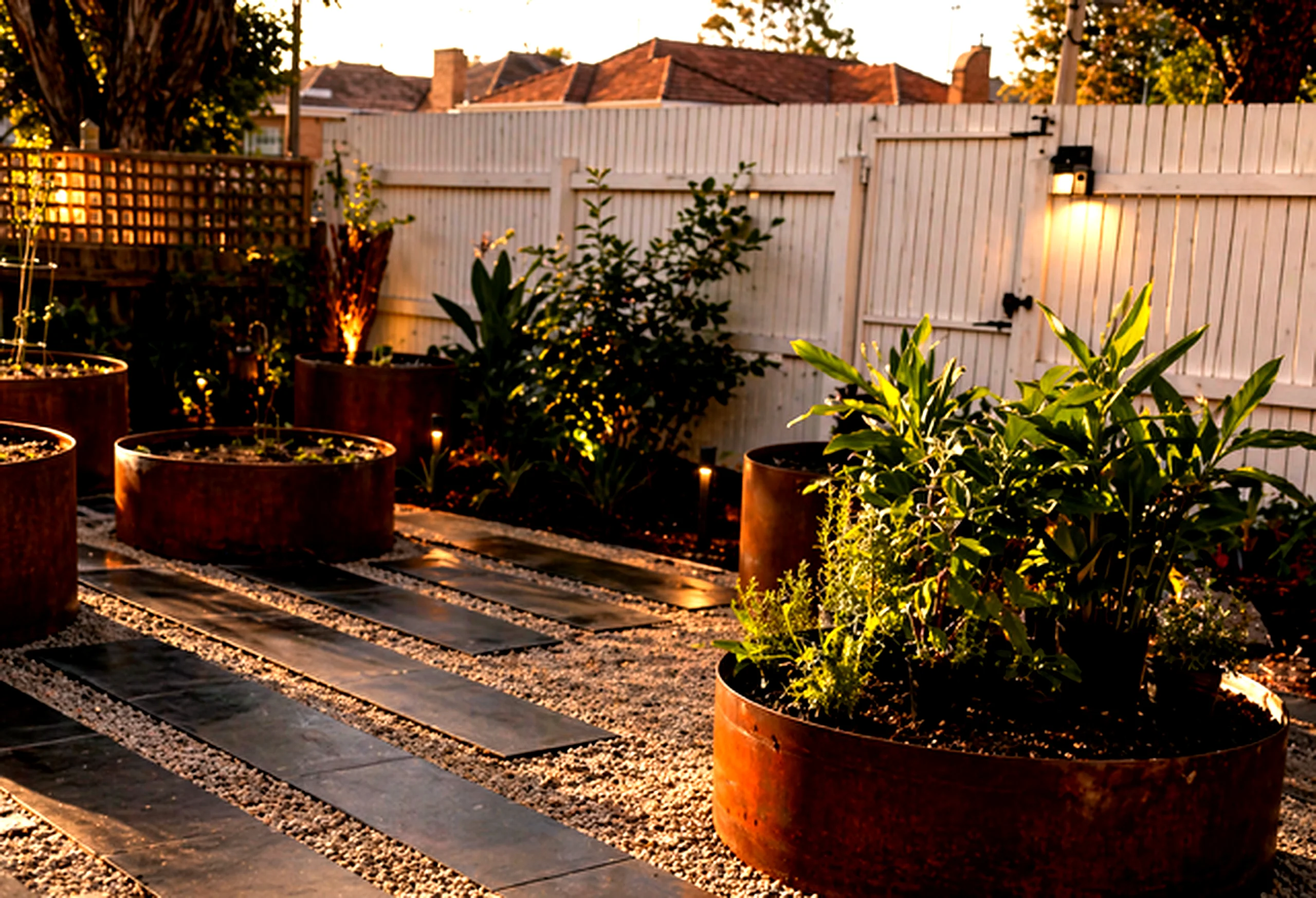 PJR Landscaping & Design — Steel Ring Garden Beds & Lighting